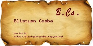 Blistyan Csaba névjegykártya